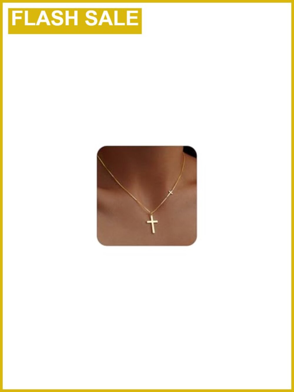 14k Gold Plated Cross Necklace Dainty Choker 16 Inch Layering Christian Gift